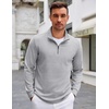 image:imageCOOFANDY Mens Quarter Zip Up Pullover Lightweight Mock Neck SweatshirtLight Grey