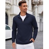 image:imageCOOFANDY Mens Quarter Zip Up Pullover Lightweight Mock Neck SweatshirtNavy Blue