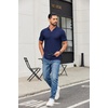 image:imageCOOFANDY Mens Ribbed Polo Shirts Short Sleeve V Neck Slim Fit Polo TShirt Casual Summer Collared Golf ShirtAnavy Blue