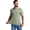 image:imageCOOFANDY Mens Ribbed Polo Shirts Short Sleeve V Neck Slim Fit Polo TShirt Casual Summer Collared Golf ShirtLight Green