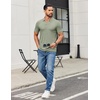image:imageCOOFANDY Mens Ribbed Polo Shirts Short Sleeve V Neck Slim Fit Polo TShirt Casual Summer Collared Golf ShirtLight Green