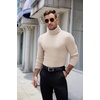 image:imageCOOFANDY Mens Ribbed Turtleneck Sweater Casual Basic Long Sleeve Knitted Pullover SweaterBeige