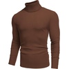 image:imageCOOFANDY Mens Ribbed Turtleneck Sweater Casual Basic Long Sleeve Knitted Pullover SweaterBrown