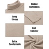 image:imageCOOFANDY Mens Ribbed Turtleneck Sweater Casual Basic Long Sleeve Knitted Pullover SweaterLight Khaki