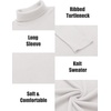 image:imageCOOFANDY Mens Ribbed Turtleneck Sweater Casual Basic Long Sleeve Knitted Pullover SweaterWhite