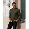 image:imageCOOFANDY Mens T Shirts Long Sleeve Casual Crew Neck Ribbed Tee Shirt Basic TopArmy Green