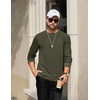 image:imageCOOFANDY Mens T Shirts Long Sleeve Casual Crew Neck Ribbed Tee Shirt Basic TopArmy Green