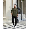 image:imageCOOFANDY Mens T Shirts Long Sleeve Casual Crew Neck Ribbed Tee Shirt Basic TopArmy Green