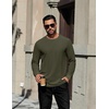 image:imageCOOFANDY Mens T Shirts Long Sleeve Casual Crew Neck Ribbed Tee Shirt Basic TopArmy Green