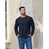 image:imageCOOFANDY Mens T Shirts Long Sleeve Casual Crew Neck Ribbed Tee Shirt Basic TopBlue Violet