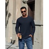 image:imageCOOFANDY Mens T Shirts Long Sleeve Casual Crew Neck Ribbed Tee Shirt Basic TopBlue Violet