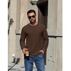 image:imageCOOFANDY Mens T Shirts Long Sleeve Casual Crew Neck Ribbed Tee Shirt Basic TopBrown