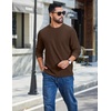 image:imageCOOFANDY Mens T Shirts Long Sleeve Casual Crew Neck Ribbed Tee Shirt Basic TopBrown