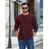 image:imageCOOFANDY Mens T Shirts Long Sleeve Casual Crew Neck Ribbed Tee Shirt Basic TopDark Red