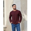 image:imageCOOFANDY Mens T Shirts Long Sleeve Casual Crew Neck Ribbed Tee Shirt Basic TopDark Red