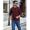 image:imageCOOFANDY Mens T Shirts Long Sleeve Casual Crew Neck Ribbed Tee Shirt Basic TopDark Red