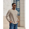 image:imageCOOFANDY Mens T Shirts Long Sleeve Casual Crew Neck Ribbed Tee Shirt Basic TopMoon Gray