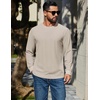 image:imageCOOFANDY Mens T Shirts Long Sleeve Casual Crew Neck Ribbed Tee Shirt Basic TopMoon Gray