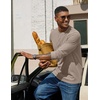 image:imageCOOFANDY Mens T Shirts Long Sleeve Casual Crew Neck Ribbed Tee Shirt Basic TopSand Dune