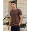 image:imageCOOFANDY Mens TShirts Henley Short Sleeve Cotton Shirts Button Tee TopsBrown