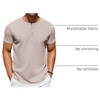 image:imageCOOFANDY Mens TShirts Henley Short Sleeve Cotton Shirts Button Tee TopsKhaki