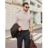image:imageCOOFANDY Mens Turtleneck Shirts Slim Fit Shirt Tops Lightweight Pullover Basic Sweater Casual Long Sleeve ShirtAlmond