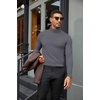 image:imageCOOFANDY Mens Turtleneck Shirts Slim Fit Shirt Tops Lightweight Pullover Basic Sweater Casual Long Sleeve ShirtDark Grey