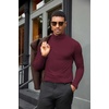 image:imageCOOFANDY Mens Turtleneck Shirts Slim Fit Shirt Tops Lightweight Pullover Basic Sweater Casual Long Sleeve ShirtDark Red