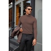 image:imageCOOFANDY Mens Turtleneck Shirts Slim Fit Shirt Tops Lightweight Pullover Basic Sweater Casual Long Sleeve ShirtGray Brown