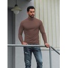 image:imageCOOFANDY Mens Turtleneck Shirts Slim Fit Shirt Tops Lightweight Pullover Basic Sweater Casual Long Sleeve ShirtGray Brown