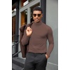 image:imageCOOFANDY Mens Turtleneck Shirts Slim Fit Shirt Tops Lightweight Pullover Basic Sweater Casual Long Sleeve ShirtGray Brown