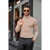 image:imageCOOFANDY Mens Turtleneck Shirts Slim Fit Shirt Tops Lightweight Pullover Basic Sweater Casual Long Sleeve ShirtKhaki