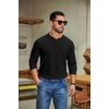 image:imageCOOFANDY Mens Waffle Henley Shirts Long Sleeve Pullover Shirt Casual Knit TShirt Lightweight Basic TeesBlack