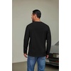 image:imageCOOFANDY Mens Waffle Henley Shirts Long Sleeve Pullover Shirt Casual Knit TShirt Lightweight Basic TeesBlack