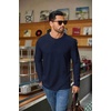 image:imageCOOFANDY Mens Waffle Henley Shirts Long Sleeve Pullover Shirt Casual Knit TShirt Lightweight Basic TeesBlue Violet