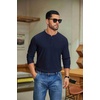 image:imageCOOFANDY Mens Waffle Henley Shirts Long Sleeve Pullover Shirt Casual Knit TShirt Lightweight Basic TeesBlue Violet
