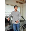 image:imageCOOFANDY Mens Waffle Henley Shirts Long Sleeve Pullover Shirt Casual Knit TShirt Lightweight Basic TeesLight Grey