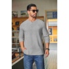 image:imageCOOFANDY Mens Waffle Henley Shirts Long Sleeve Pullover Shirt Casual Knit TShirt Lightweight Basic TeesLight Grey