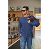 image:imageCOOFANDY Mens Waffle Henley Shirts Long Sleeve Pullover Shirt Casual Knit TShirt Lightweight Basic TeesNavy