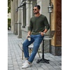 image:imageCOOFANDY Mens Waffle Long Sleeve Shirt Crew Neck Cotton Blend Basic T ShirtArmy Green