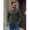 image:imageCOOFANDY Mens Waffle Long Sleeve Shirt Crew Neck Cotton Blend Basic T ShirtArmy Green