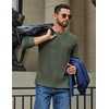 image:imageCOOFANDY Mens Waffle Long Sleeve Shirt Crew Neck Cotton Blend Basic T ShirtArmy Green