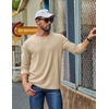 image:imageCOOFANDY Mens Waffle Long Sleeve Shirt Crew Neck Cotton Blend Basic T ShirtBeige