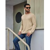 image:imageCOOFANDY Mens Waffle Long Sleeve Shirt Crew Neck Cotton Blend Basic T ShirtBeige