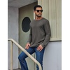 image:imageCOOFANDY Mens Waffle Long Sleeve Shirt Crew Neck Cotton Blend Basic T ShirtDark Gray