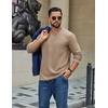 image:imageCOOFANDY Mens Waffle Long Sleeve Shirt Crew Neck Cotton Blend Basic T ShirtKhaki