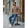 image:imageCOOFANDY Mens Waffle Long Sleeve Shirt Crew Neck Cotton Blend Basic T ShirtKhaki