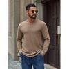 image:imageCOOFANDY Mens Waffle Long Sleeve Shirt Crew Neck Cotton Blend Basic T ShirtKhaki