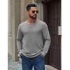 image:imageCOOFANDY Mens Waffle Long Sleeve Shirt Crew Neck Cotton Blend Basic T ShirtLight Gray