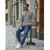 image:imageCOOFANDY Mens Waffle Long Sleeve Shirt Crew Neck Cotton Blend Basic T ShirtLight Gray